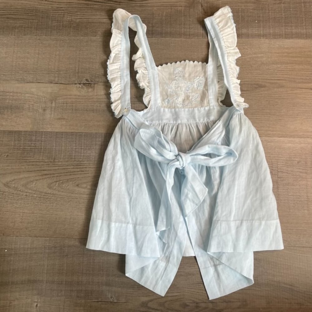 Vintage 40's 50's Handmade Blue Embroidered Baby Jumper - Picture 5 of 9